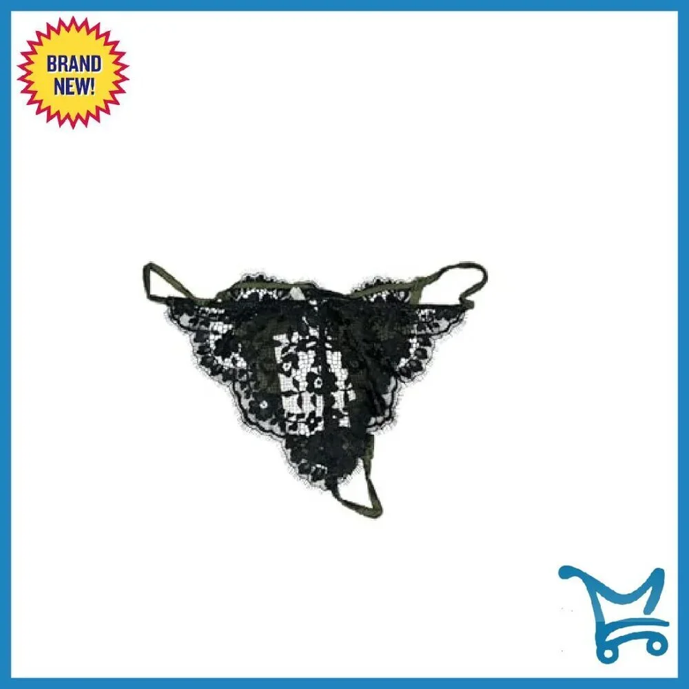 Satin Lace Thong Panty Low Rise Stretch Silk Minimal Coverage New